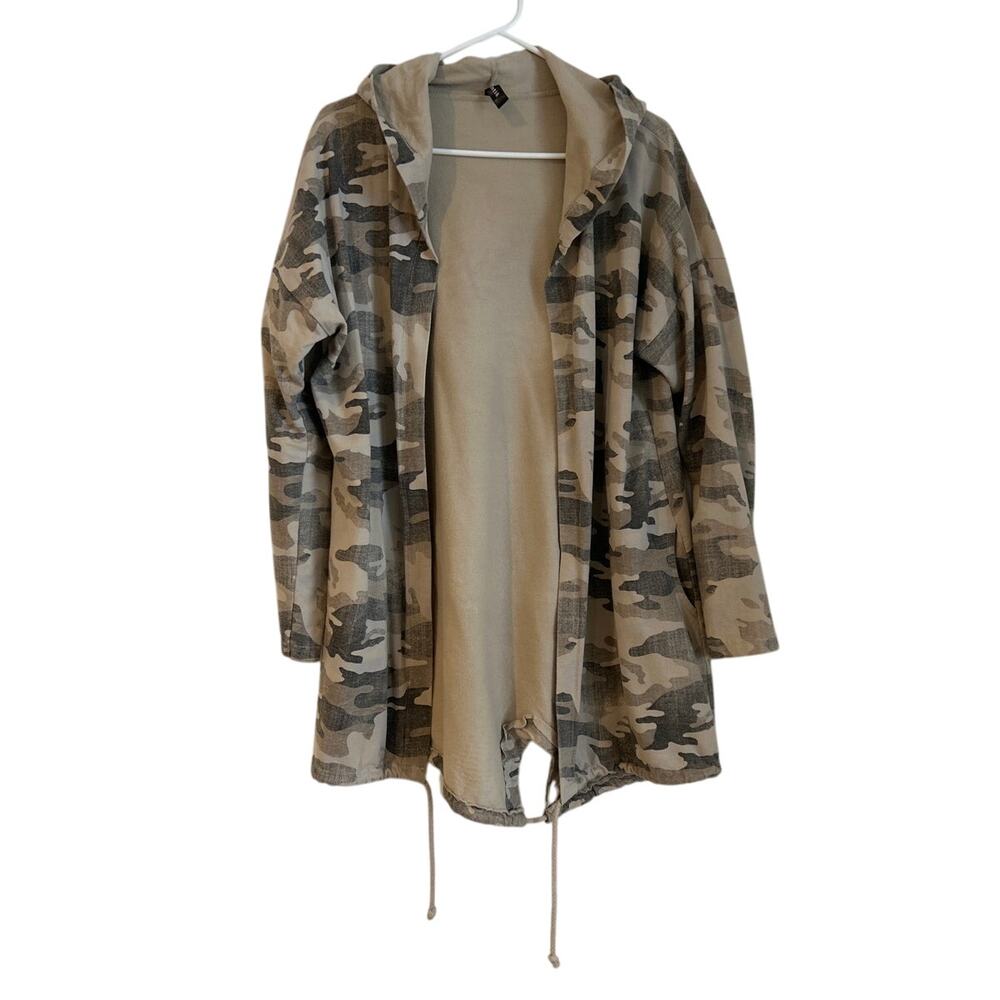Venti6 Camo Hooded Open Jacket Medium | Lightweight Cotton Utility Layer